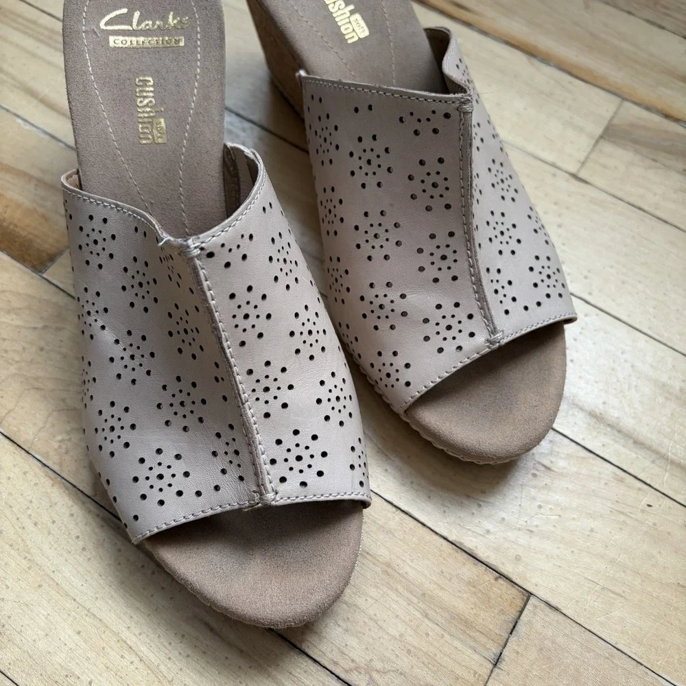 Clarks Collections Women's Helio Corridor Wedge Sandals Womens Size 8.5 Beige‎ - Picture 5 of 9